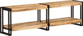 The Living Store TV-meubel - Mangohout - 140 x 30 x 40 cm - Opbergruimte - Metalen frame
