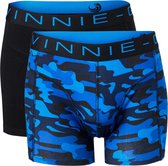 Vinnie-G Boxershorts 2-pack Black /Blue Army - Maat XL - Heren Onderbroeken Zwart/Blauw/Legerprint - Geen irritante Labels - Katoen heren ondergoed