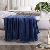 Knuffeldeken, wollige deken, marineblauw, 220 x 240 cm, warme zachte woondeken voor bed, bank, winterbankdeken als microvezel, bedsprei, sprei