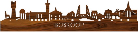 Skyline Boskoop Palissander hout - 80 cm - Woondecoratie - Wanddecoratie - Meer steden beschikbaar - Woonkamer idee - City Art - Steden kunst - Cadeau voor hem - Cadeau voor haar - Jubileum - Trouwerij - WoodWideCities