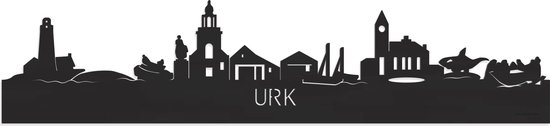 Skyline Urk Zwart hout - 100 cm - Woondecoratie - Wanddecoratie - Meer steden beschikbaar - Woonkamer idee - City Art - Steden kunst - Cadeau voor hem - Cadeau voor haar - Jubileum - Trouwerij - WoodWideCities