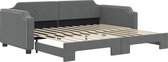 vidaXL - Slaapbank - met - onderschuifbed - 90x200 - cm - stof - donkergrijs