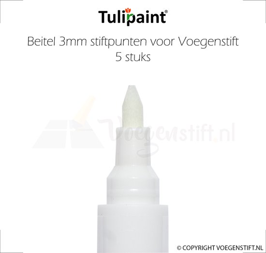 Tulipaint 3mm (Beitel) reservepunten 5 stuks voor Voegenstift - Tulipaint
