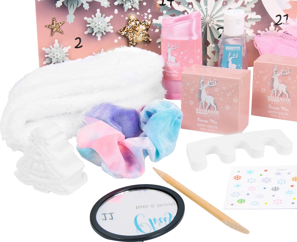 BRUBAKER Cosmetics Beauty Adventskalender 2026 - de XXL Wellness Kerstkalender voor Dames - 24 x Lichaamsverzorging Producten & Spa Accessoires - Roze – foto 4