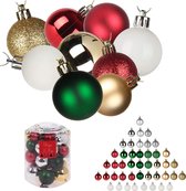 Cheqo® XL Kerstballen Set - Mix Kerstballenset - 44 Stuks - Onbreekbaar Plastic - Groen - Rood - Wit - Zilver - Goud