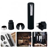 Cheqo® Elektrische Kurkentrekker - Wijnopener Set - 21x5cm - Wijnset - Vacuum Wijnpomp - Foliesnijder - Wijnflesopener - Inclusief Adapter
