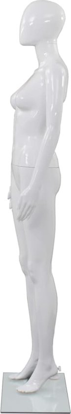 The Living Store Mannequin - Glazen voet - 175 cm - Hoogglans wit - The Living Store