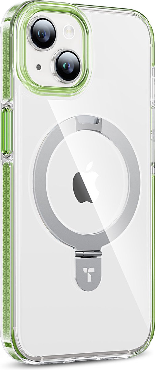 Torras iPhone 15 compatibel Magsafe hoesje met Kickstand standaard - Green