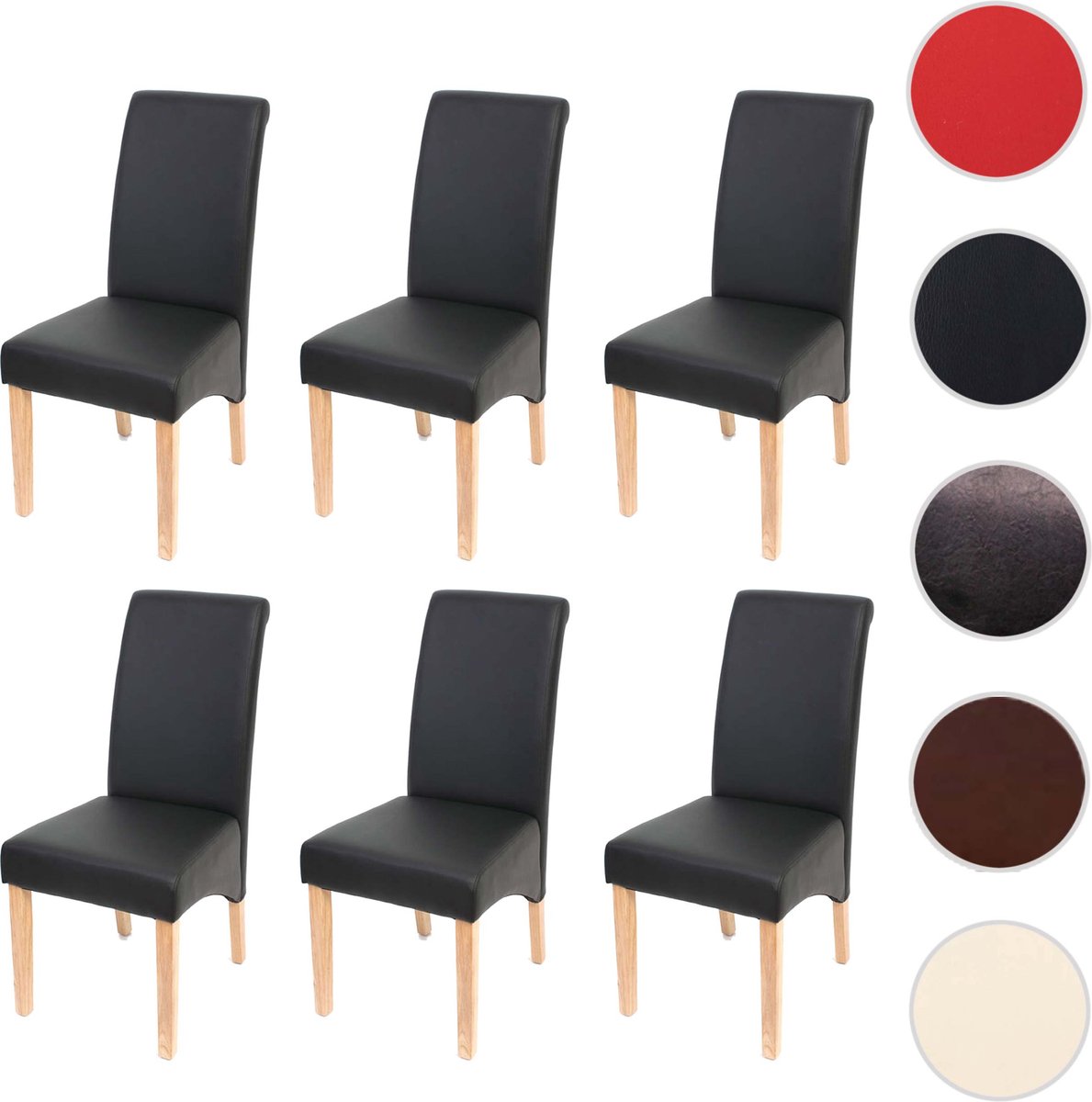 Cosmo Casa Gestoffeerde Stoel - Elegante Woonkamerstoel - Comfortabele Zitting - Hoogwaardige Bekleding - Set van 6 Zwart