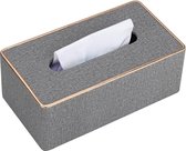 Tissue Box Cover PU Lederen Rechthoek Tissue Box Houder voor Thuis of Kantoor (Grijs)