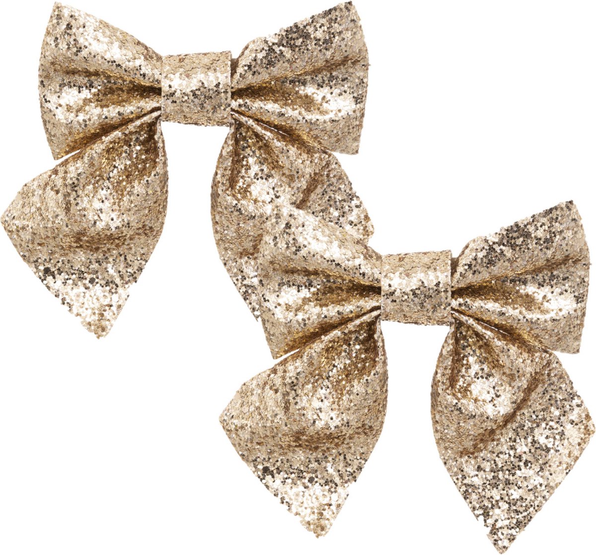 Feeric christmas kerststrikken - 2x - goud - 16 x 14 cm - strikjes