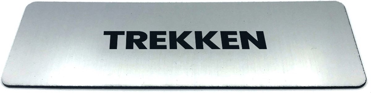 Deurbordje met Tekst trekken - Formaat 150 mm x 50 mm x 1,6 mm - Incl. plakstrip | Geborstelde RVS-look toplaag | Gratis Verzending | Decoporta