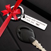 Sleutelhanger Drive Safe - RVS - Drive Safe - Tassenhanger - Auto Accessoires - Couple Gifts