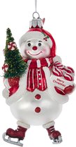Kurt S Décoration de Noël Adler - Bonhomme de neige Swirl menthe poivrée - verre - rouge blanc - 13cm