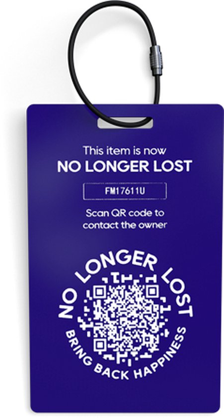 NoLongerLost Bagagelabel (x2) - Bagagelabel - Donkerblauw - QR code - Secure - Koffer labels - Track en trace - Nolongerlost