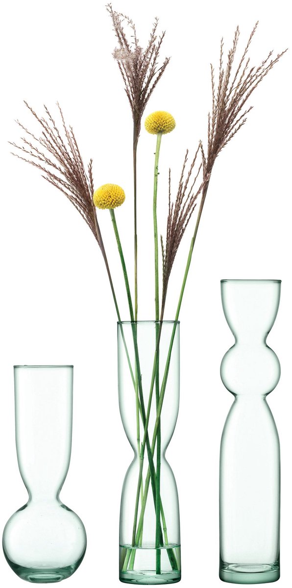L.S.A. - Canopy Trio Vaas 25/30/35 cm Set van 3 Stuks Assorti - Gerecycled Glas - Transparant