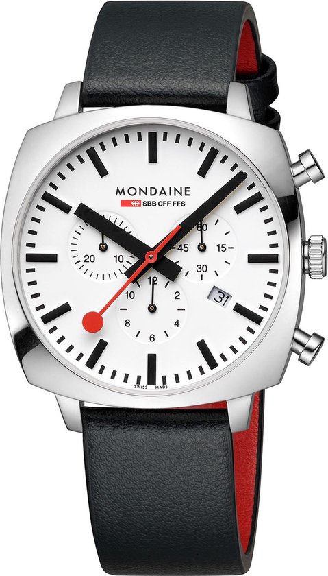 Mondaine MSL.41410.LBV Cushion Unisex Horloge Stationsklok Chronograaf . bol