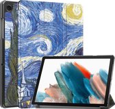 Case2go - Tablet hoes geschikt voor Samsung Galaxy Tab A9 Plus (2023) - Tri-fold hoes met auto/wake functie - 11 inch - Sterrenhemel