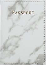 Cadorabo Paspoort- en kaarthoesje van kunstleer in Marmer Wit Grijs - 2-delige tassenset geschikt voor één paspoort en één kaart elk in trendy design