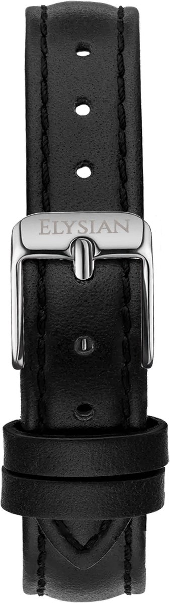 Elysian Horlogebandje - Zwart Leer - Zilveren Gesp - 18mm - Quick Release - Verstelbaar
