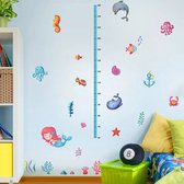 Muursticker-Muurdecoratie-Wanddecoratie-Babykamer-Kinderkamer-Slaapkamer-Badkamer-Zeemeermin-Groeimeter-Dieren-50x70cm