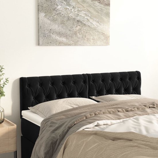 Tête de lit vidaXL - Têtes de lit - Tête de lit - Tête de lit en bois - Têtes de lit 2 pièces 80x7x78/88 cm velours noir