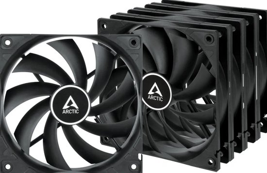 Arctic F12 - Ventilatorhuis - 5-pack - 5x 120 mm - 53,03 CFM - 650 - 1350 RPM - 22 dBA - 3-pins - zwart