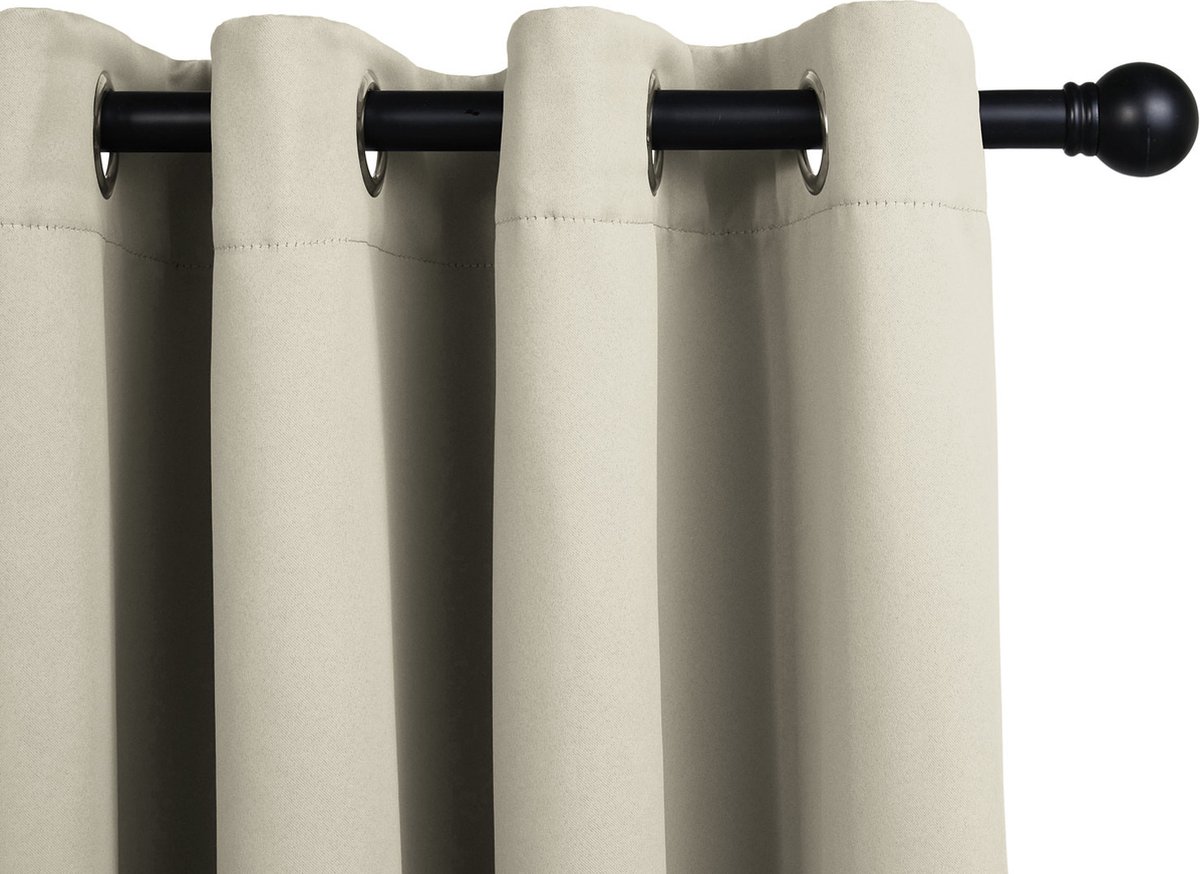 LIFA LIVING Gordijn - Beige - Verduisterend & Geluidswerend - Gordijnen met Ringen - 100% Polyester - 300 x 250 cm - 1 Stuk
