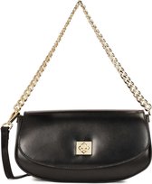 Black rounded shoulder chain handbag