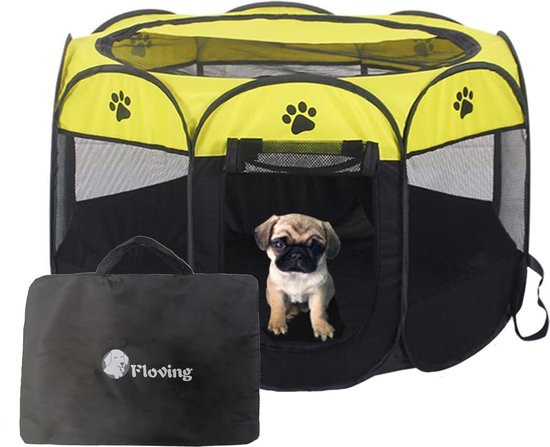 Floving Draagbare hondenhok Huisdier hek 80x60x55cm Opvouwbare Huisdier box Rechthoek Bezorgkamer Kattennest Cat den Cat hut Puppy huis Kennel Gesloten Huisdieren Tent met draagtas (Grijs