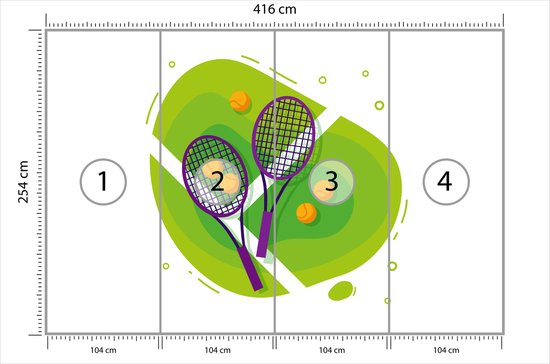 Fotobehang Getekende Tennisballen En Rackets | bol