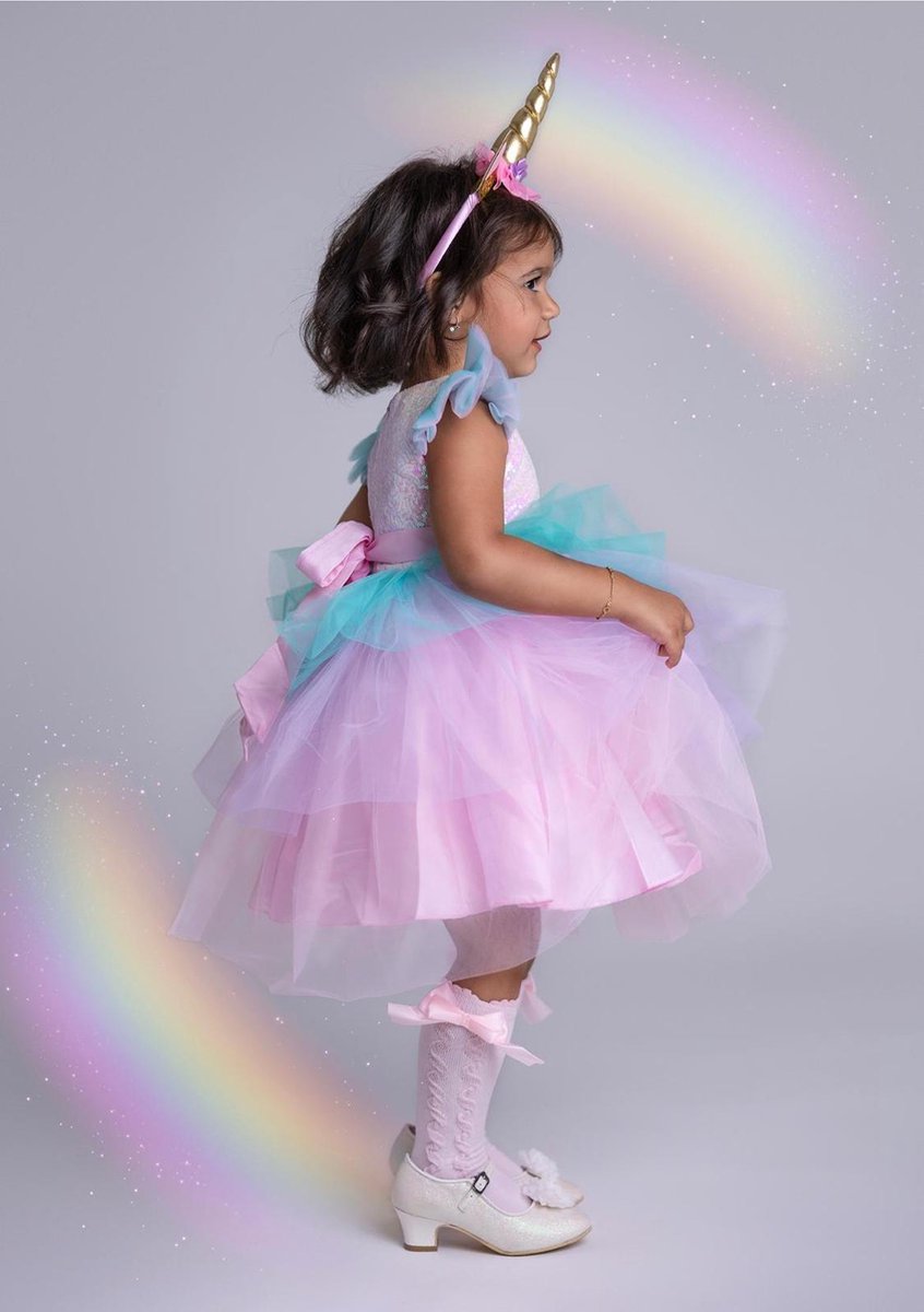 Fille arc-en-ciel licorne robe enfants broderie robe de bal bébé fille  princesse robes d'anniversaire Costume de fête enfants vêtements