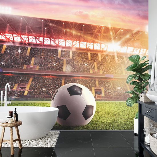 Papier peint photo Voetbal dans le stade - Papier peint non tissé - 368 x 254 cm