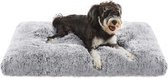 Hondenbed, hondenkussen, donzige hondenmat, lang pluche, 80 x 50 cm, zachte vulling, machinewasbaar, hondenmand, multifunctioneel, draagbaar, lichtgrijs PGW201G01