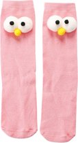 Kindersokken grappige oogjes - roze - 6-10 jaar - maat 30-34 - katoen - meisjessokken