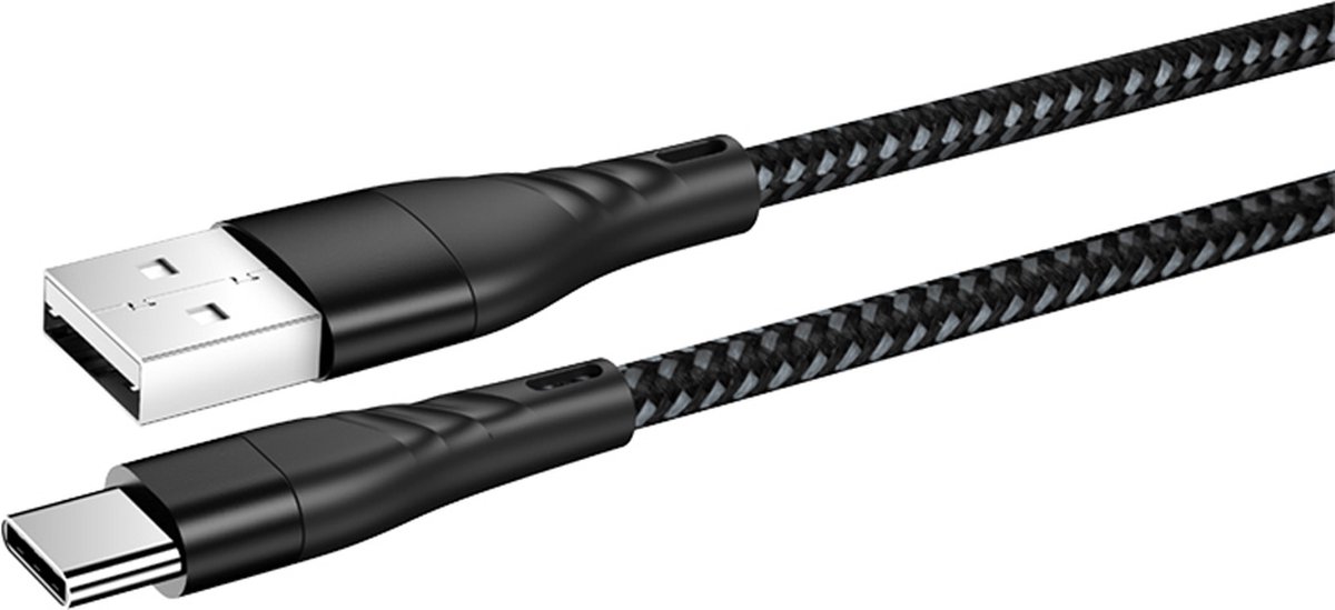 USB-C Kabel 1 Meter - Telefoon - USB Oplaadkabel - Datakabel - Zwart