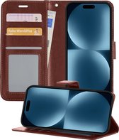 Hoesje Geschikt voor iPhone 15 Pro Max Hoesje Book Case Hoes Portemonnee Cover Walletcase - Hoes Geschikt voor iPhone 15 Pro Max Hoes Bookcase Hoesje - Bruin.