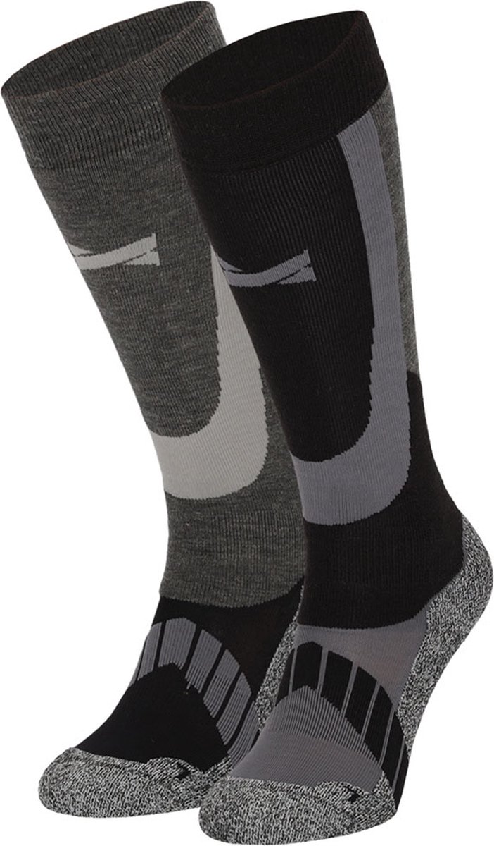 Xtreme Skisokken Unisex Multi 42/45 2-Paar Skisokken Heren Skisokken Dames Zwart