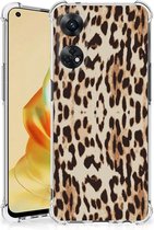 Hippe Hoesje Geschikt voor OPPO Reno8 T 4G Smartphone hoesje met doorzichtige rand Leopard