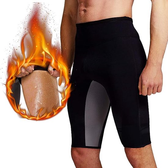 Mannen Zweet Sauna Shorts Body Shaper Gewichtsverlies Broek Workout Afslanken Hot Yoga Capri Tummy Fat Burner Taille trainer - XL