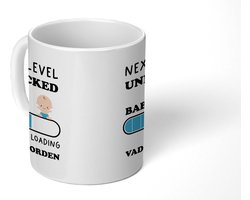 Mok - 275 ML - Koffiebeker - Mokken - Koffiemok - Koffietassen - Geschenk voor hem - Goedkope kadootjes - Koffietas Peter - Next level unlocked: baby - Spreuken - Quotes - Theemok groot - Theemokken Vader - Thee mok Papa - Thee tas - Vaderdag cadeau