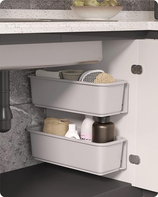 Lot De 2 Paniers Coulissants STORKING Pour Sous-évier – 2 Niveaux, 22,9x43,2x40,6 Cm – Organiseur De Placard Coulissant