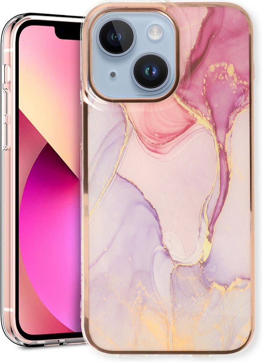 Casemania Hoesje Geschikt voor Apple iPhone 15 Plus - Nova - Siliconen Marmer Back Cover