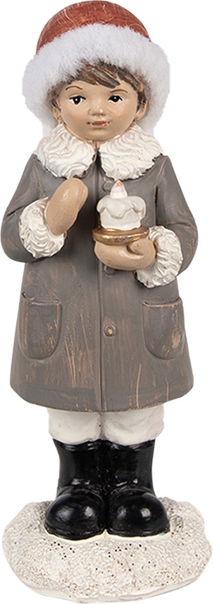 Clayre & Eef Beeld Kind 14 cm Grijs Polyresin