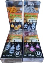 Sasemy - Halloween set - Lichtsnoer - Lampjes - LED Slinger - 4 stuks -Spook - Spin - Pompoen - Doodskop 100 cm - 10 Ledlapjes per slinger -Halloween versiering - Griezelen - Plus gratis spookje