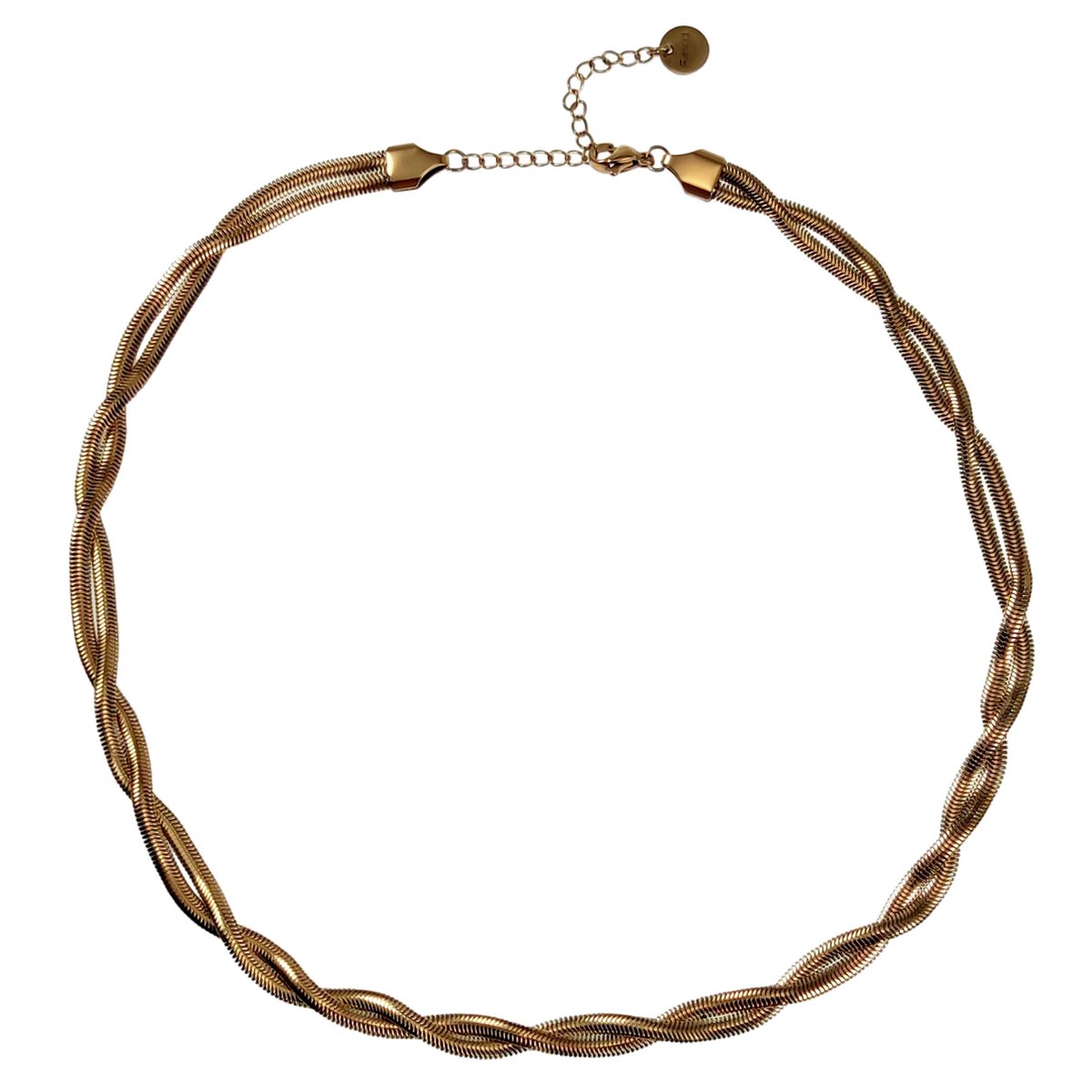 Slangenketting dames - platte halsketting zonder hanger in zilver, goud, roségoud I slangenketting (3mm breed) van waterdicht roestvrij staal ( Roségoud