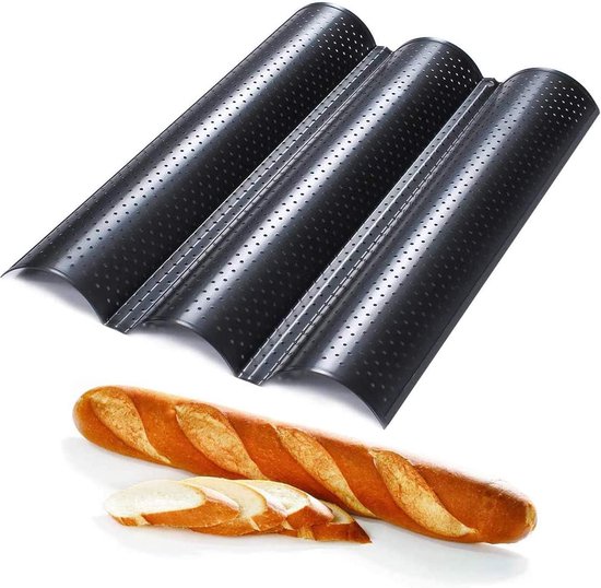 Westmark Baguette bakvorm, voor 3 baguettes, lengte: elk 38,5 cm, staal, antiaanbaklaag, lang, antraciet, 32982260