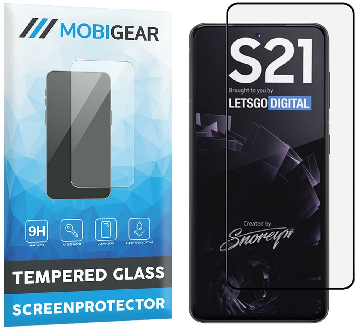 Mobigear Screenprotector geschikt voor Samsung Galaxy S21 Glazen | Mobigear Premium Screenprotector - Case Friendly - Zwart
