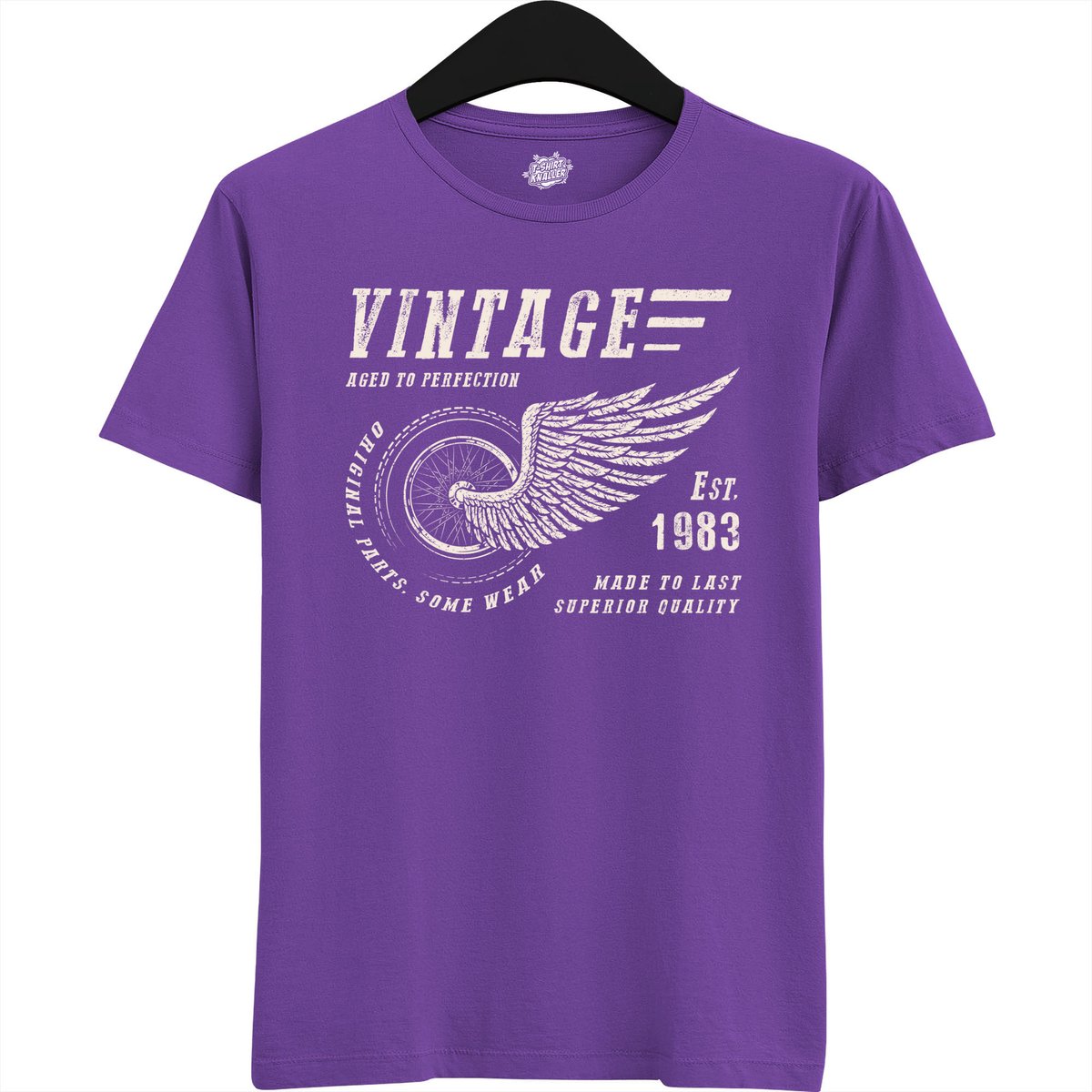 A Vintage Motorcycle Addict Est 1983 | Retro Verjaardag Motor Cadeau Shirt - T-Shirt - Unisex - Dark Purple - Maat XL