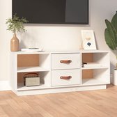 The Living Store Televisiemeubel Grenenhout - TV-kast - 100x34x40 cm - Wit
